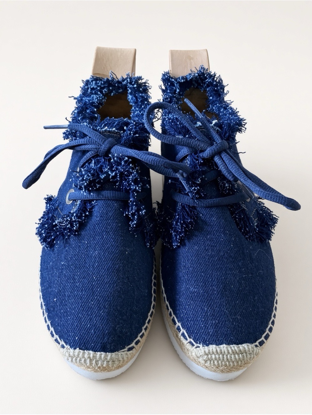 See by Chloe Navy Denim Lace-Up Espadrilles | 36 / 6